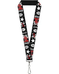 Buckle-Down Lanyard-1.0-Classic Mickey Mouse 1928 Collage Black/Whit