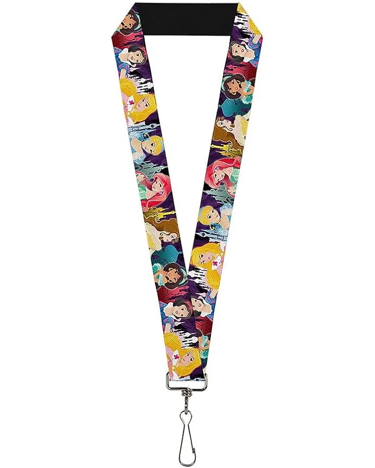 Buckle-Down Lanyard-1.0-Disney Princess Poses/Castle Silhouettes Pur 1 Buckle-Down Lanyard-1.0-Disney Princess Poses/Castle Silhouettes Pur