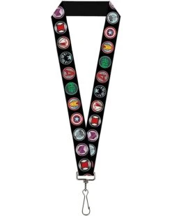 Buckle-Down 9-Avenger Icons Black/Multi Color-1 Inch Lanyard