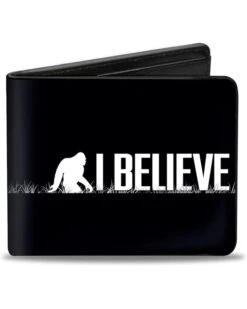 Buckle-Down PU Bifold Wallet - Bigfoot Silhouette I BELIEVE Black/Gray/White