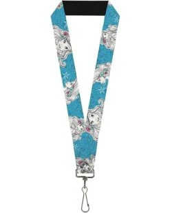 Buckle-Down Lanyard-1.0-Ariel Poses/Shells Sketch Blue/White