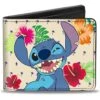 Buckle-Down Men's Stitch Winking Pose + Ohana Means Family/Tropical Icons, Multicolor, Standard Size