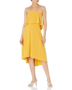 Halston Women's Strapless Hi-lo Flounce Dress