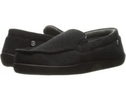 Isotoner Men's Diamond Corduroy Moccasin Slipper With Cooling Memory Foam For Indoor/Outdoor Comfort