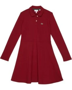Lacoste Kids Long Sleeve Polo Shirtdress (Toddler/Little Kids/Big Kids)