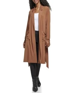 Calvin Klein Long Open Cardigan With Belt