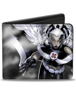Buckle-Down Mens Buckle-down Pu Bifold - X-men Storm Pose/Rain Black/Grays Bi Fold Wallet, Multicolor, 4.0 X 3.5 US