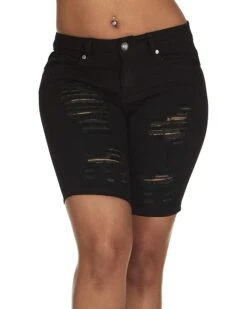 YDX Smart Jeans Summer Denim Bermuda Shorts Ripped Distressed Torn