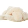 FIRESIDE By Dearfoams New Castle Genuine Shearling Cross Band Slide