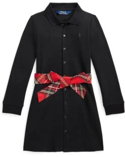 Polo Ralph Lauren Kids Plaid-Sash Knit Oxford Dress (Toddler)
