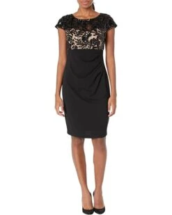 Alex Evenings Petite Short Empire Waist Sheath Dress With Sequin Bodice
