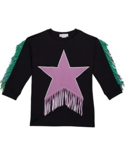 Stella McCartney Kids Dress With Star Patch And Fringes (Toddler/Little Kids/Big Kids)
