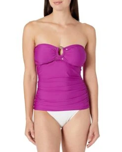 Calvin Klein Women's Standard Solid Bandini Swimsuit Removable Soft Cups And Straps