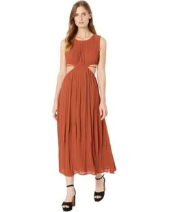 MOON RIVER Pleated Dress With Cutouts