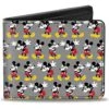Buckle-Down Men's Nerdy Mickey Mouse 3-Pose Stripe Gray, Multicolor, Standard Size