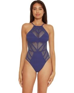 BECCA By Rebecca Virtue Color Play Crochet Avah High Neck One-Piece
