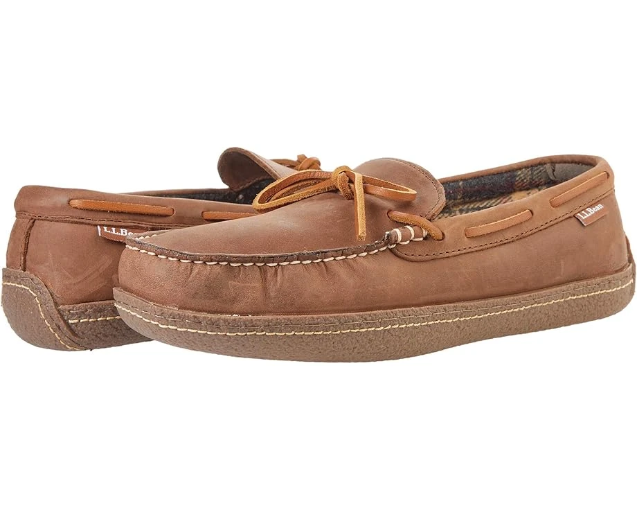 L.L.Bean Hand Sewn Slippers Flannel-Lined 1 L.L.Bean Hand Sewn Slippers Flannel-Lined