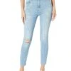 7 For All Mankind High-Waist Ankle Skinny With Embroidery In Darby Blue