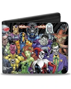 Buckle-Down Mens Buckle-down Pu Bifold - Dc 23-villains Group Pose Black/Gray Bi Fold Wallet, Multicolor, 4.0 X 3.5 US