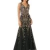 Adrianna Papell V-Neck Fully Beaded Long Gown