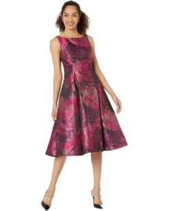 Adrianna Papell Printed Jacquard Fit-and-Flare Party Dress