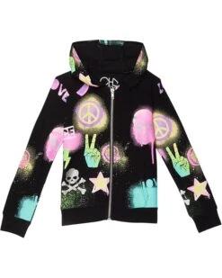 Chaser Kids Skull Mash Up RPET Cozy Knit Long Sleeve Zip-Up Hoodie (Toddler/Little Kids)