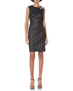 Halston Women's A-line Embellish Jacquard Dress