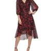 DKNY Long Sleeve Balloon Sleeve Twist Front Dress