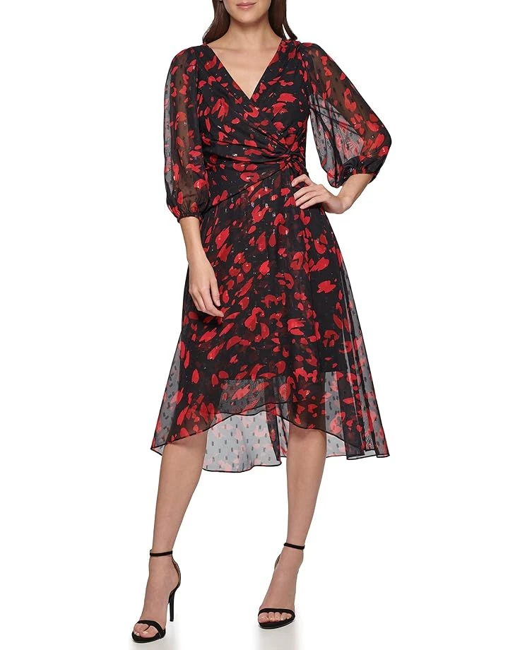 DKNY Long Sleeve Balloon Sleeve Twist Front Dress 1 DKNY Long Sleeve Balloon Sleeve Twist Front Dress