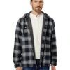 L.L.Bean Fleece Lined Flannel Hooded Snap Front Shirt Slightly Fitted