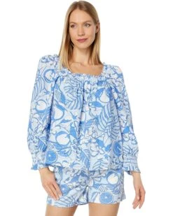 Vineyard Vines Painted Palm Beach Ruffle Top