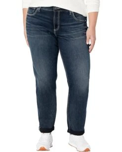 Silver Jeans Co. Plus Size Boyfriend Mid-Rise Slim Leg Jeans W27101EDB442