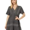 Lucky Brand Pin Tuck V-Neck Mini Dress