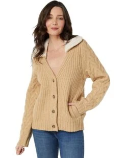 Lucky Brand Cable Collared Cardigan