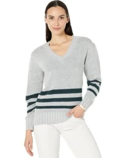 Mod-o-doc Cozy Sweater Long Puff Sleeve Stripe Top