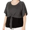 Karen Kane Women's Plus Size Contrast Tie-Front Top