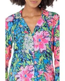Lilly Pulitzer Pj Knit Long Sleeve Button-Up Top