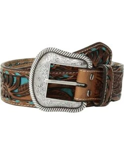 M&F Western Floral Pierced Embossed With Buckstitch Belt